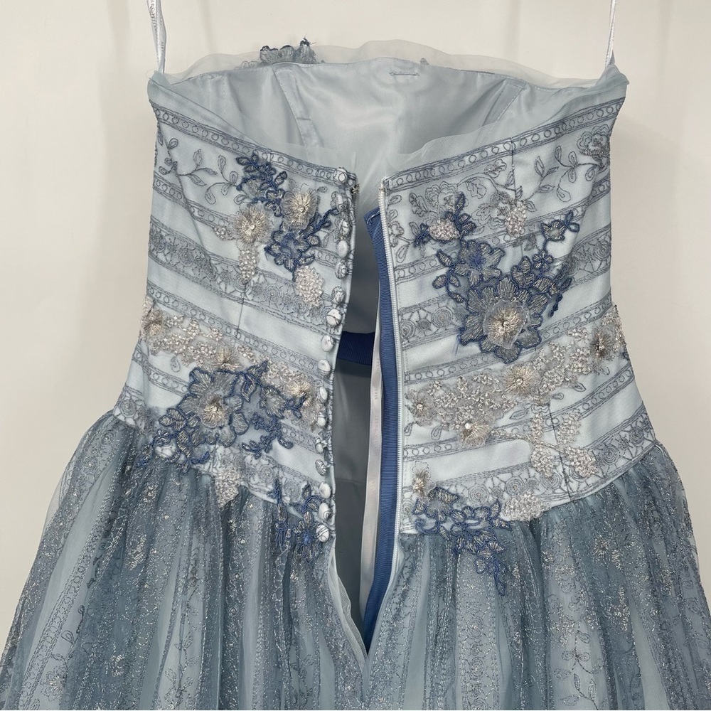 Up Cycled Dyed Lace Strapless Gown - Picture 10 of 13